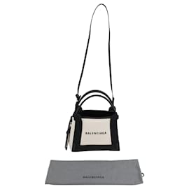 Balenciaga-Balenciaga XS Cabas Top Handle Bag In White Canvas-White