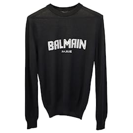 Balmain-Balmain Logo Sweater in Black Wool-Black