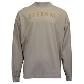 Fear of God-Langärmliges, hochgeschlossenes T-Shirt mit „Fear of God Eternal“-Aufdruck aus beiger Baumwolle-Beige