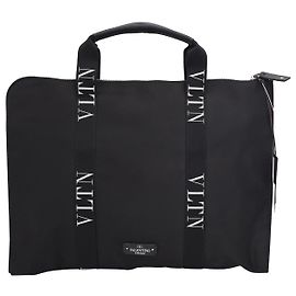 Portadocumenti VLTN Logo-Strap Valentino Garavani in nylon nero Nero