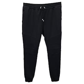 Balmain-Balmain Slim-Fit Tapered Panelled Ribbed Joggers in Black Cotton-Black