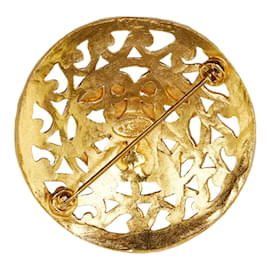 Chanel-CC Round Brooch-Golden