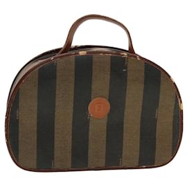 Fendi-FENDI Pecan Canvas Sac à main Marron Noir Auth hk709-Marron,Noir