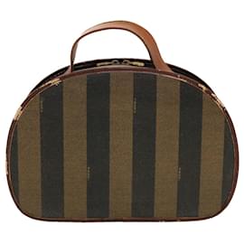 Fendi-FENDI Pecan Canvas Sac à main Marron Noir Auth hk709-Marron,Noir
