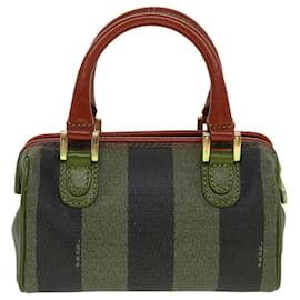 Fendi-FENDI Pecan Canvas Mini Hand Bag Brown Black Auth am4474-Brown,Black