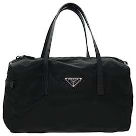 Prada-Bolsa PRADA Boston Nylon Black Auth 43524-Preto