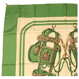 Hermès-HERMES CARRE 90 BLIDES de GALA Scarf Silk Green Beige Auth hk728-Beige,Green