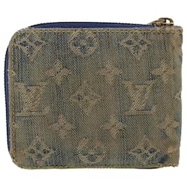Louis Vuitton-LOUIS VUITTON Monogram Denim Mini Zippy Wallet Portemonnaie Blau M95342 LV Auth 44515-Blau