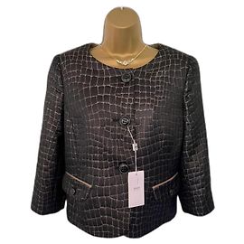 Armani Collezioni Womens Black Gold Thread Jacquard Jacket IT 44 US 8 UK 12 Black