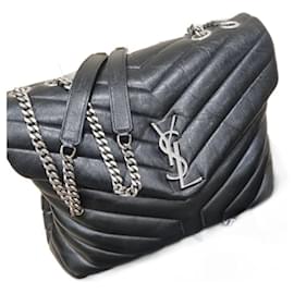 Yves Saint Laurent Loulou Borsa a Tracolla in Pelle di Agnello Nera Nero