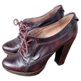Autre Marque Cuplé Lace-up Ankle Boots Dark Red Leather 38 Dark red