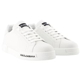 Dolce & Gabbana-Portofino Low-Top Sneakers - Dolce&Gabbana - Leather - White-White