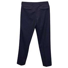 Pantalon Dior Rayé en Laine Marine Bleu Bleu Marine