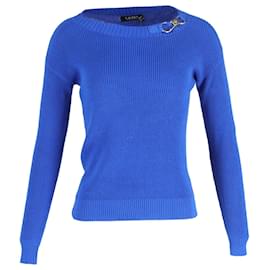 Ralph Lauren-Lauren Ralph Lauren Yaminah Long Sleeve Knit Jumper in Blue Cotton-Blue