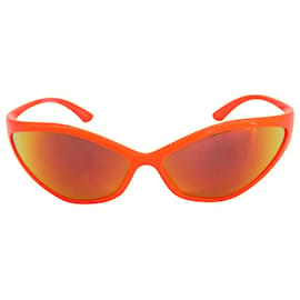 Balenciaga-Balenciaga 90s Ovale Sonnenbrille aus orangefarbenem Nylon-Orange