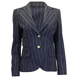 Dolce & Gabbana-Dolce & Gabbana Pinstripe Blazer in Navy Blue Wool-Navy blue