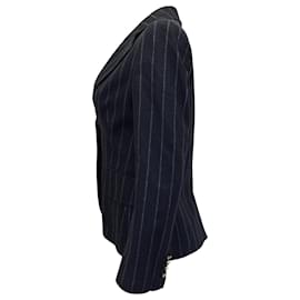 Dolce & Gabbana-Dolce & Gabbana Pinstripe Blazer in Navy Blue Wool-Navy blue