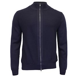 Hugo Boss Regular Fit Reißverschluss-Cardigan aus marineblauer Baumwolle Blau Marineblau