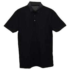 Lanvin-Lanvin Grosgrain Collar Polo in Black Cotton-Black