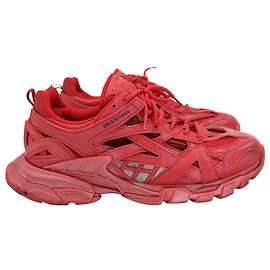 Balenciaga Track.2 Clear Sole Sneakers in Red Polyurethane Red