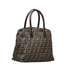 Fendi-Zucca Canvas Handbag-Brown