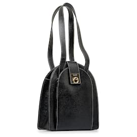 Céline-Celine Black Leather Shoulder Bag-Black