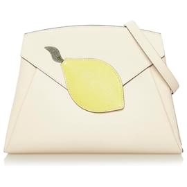 Hermès-Hermes White Tutti Frutti Lemon Leather Shoulder Bag-White