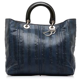 Dior tecido azul macio Lady Dior Azul Azul marinho