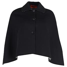 Missoni-Missoni Poncho-Mantel mit Kragen und Knopfleiste vorne aus schwarzer Wolle-Schwarz