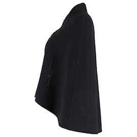 Missoni-Missoni Collared Button Front Poncho Coat in Black Wool-Black
