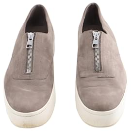 Vince-Vince Warner Low Top Platform Sneakers in Grey Leather-Grey