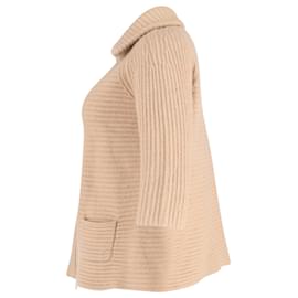 Carolina Herrera-Cardigan en maille côtelée zippée Carolina Herrera en laine beige-Beige