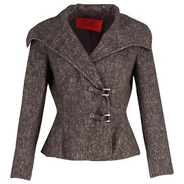 Cappotto martellato foderato in lana marrone di Carolina Herrera Marrone