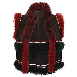 Dsquared2 Veste courte bordée de fourrure en cuir marron Marron