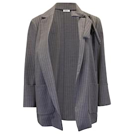 Max & Co-Max&Co Jaqueta listrada com detalhe de gravata em lã cinza-Cinza