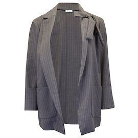 Max & Co Max&Co Striped Tie Detail Jacket in Grey Wool Grey