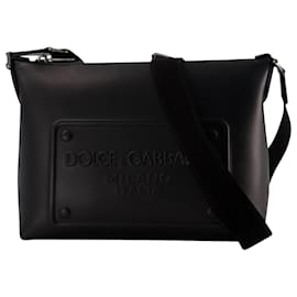 Dolce & Gabbana-Logo Crossbody - Dolce&Gabbana - Leather - Black-Black