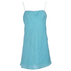 Autre Marque Rotate Birger Christensen Satin-Jacquard-Mini-Slipkleid aus blauer Viskose Blau Hellblau