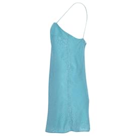 Autre Marque-Rotate Birger Christensen Satin Jacquard Mini Slip Dress in Blue Viscose-Blue,Light blue