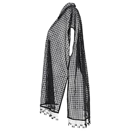 Ganni-Ganni Crochet Beaded Beach Dress in Black Polyester-Black