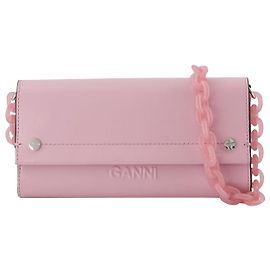 Cartera tipo sobre con cadena - Ganni - Cuero - Rosa Rosa