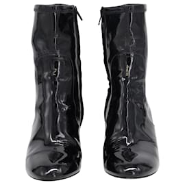 Louis Vuitton-Louis Vuitton Silhouette Ankle Boots in Black Patent Leather -Black