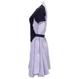 Sacai-Sacai Striped Shirt Dress in Blue Cotton-Blue,Navy blue