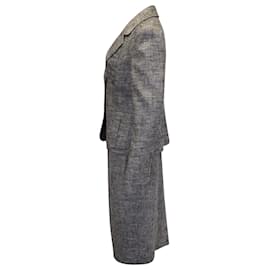 Escada-Escada Tweed 2Einteiliger Anzug mit Rock aus grauer Seide-Grau
