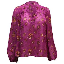 Ulla Johnson Arnoux Bluse mit Blumendruck aus lila Seide Andere