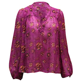 Ulla Johnson-Ulla Johnson Arnoux Floral Print Blouse in Purple Silk-Other