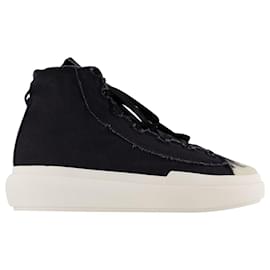 Y3-Nizza High Sneakers - Y-3 - Leather - Black/white-Black