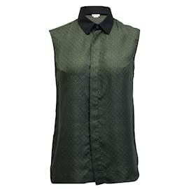 Marni-Ärmellose Bluse mit Polka Dot-Print von Marni aus olivgrüner Seide-Grün,Olivgrün