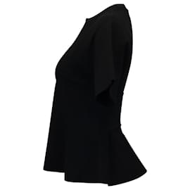 Proenza Schouler-Proenza Schouler Knitted Peplum Top in Black Viscose-Black
