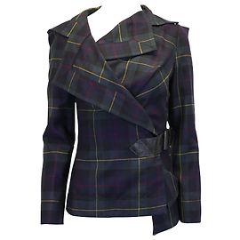 Vivienne Westwood Anglomania Side Buckle Plaid Coat in Multicolor Wool Multiple colors